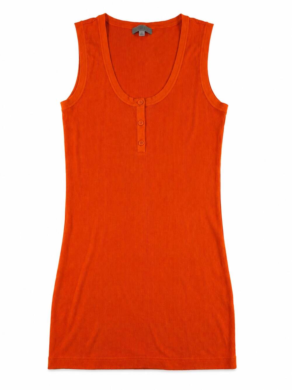 Anatomie Orange Ribbed Silk Cashmere Blend Button Henley Tank Top Size M